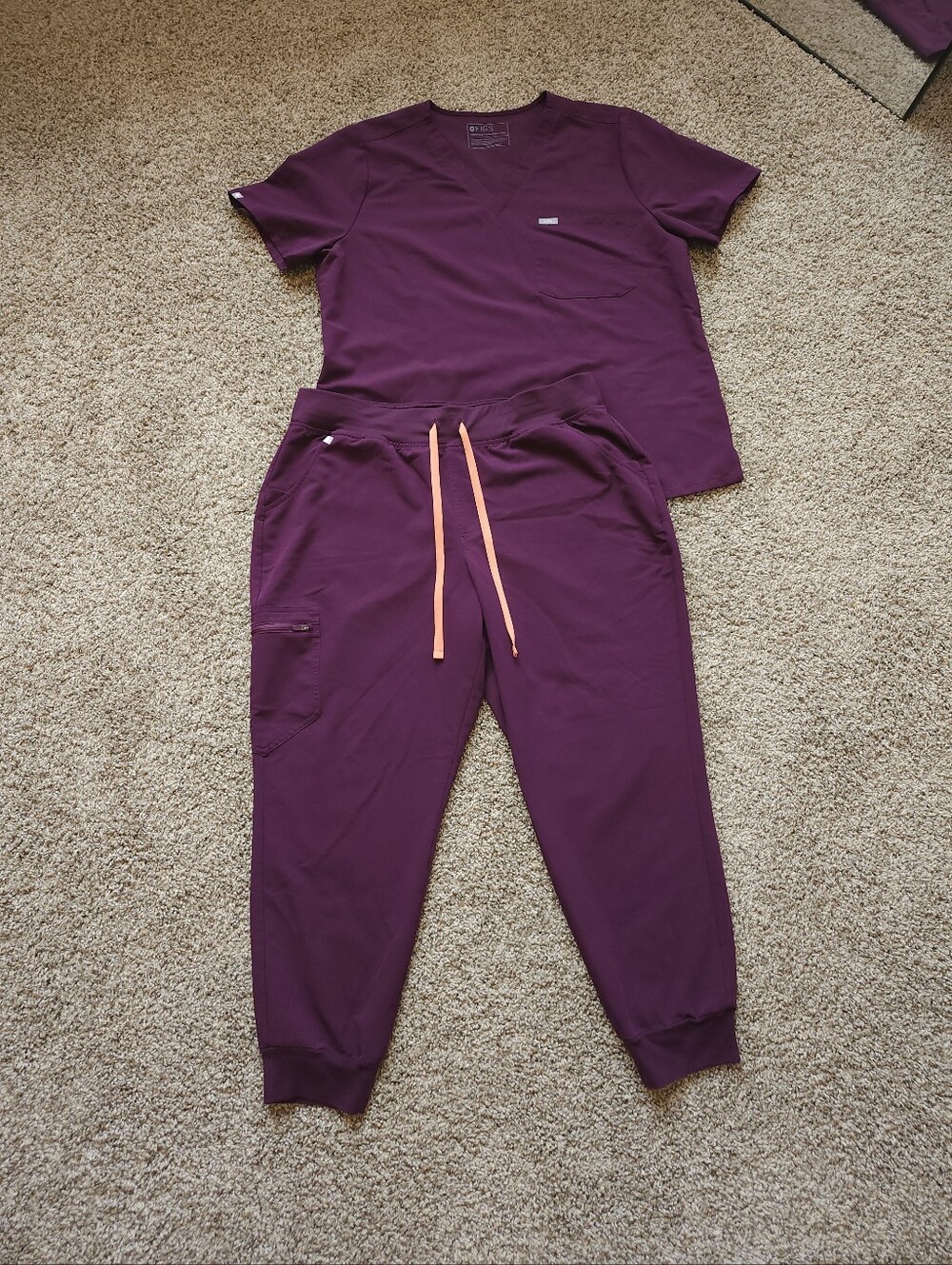 Figs Womens Scrubs Set Deep Purple Catarina Top XXL Zamora Bottom Jogger XXL/P